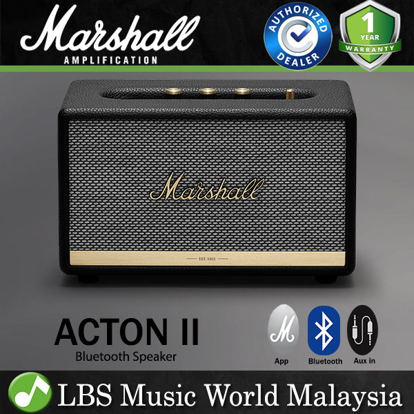 Marshall Acton II Wireless Bluetooth Speaker Black Active Loudspeaker Black (Version 2)