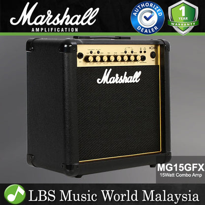 Marshall MG15G Gold Series 15W Electric Guitar Amp Combo Amplifier (MG15GR MG15GFX)