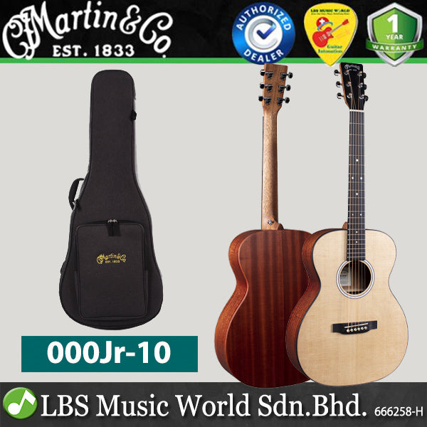 Martin 000Jr-10 Auditorium Spruce Top Sapele Back and Side Acoustic Guitar with Soft Gig Bag (000JR 10)