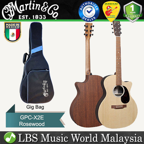 Martin GPC-X2E Grand Performance Cutaway Sitka Spruce Top Acoustic Electric Guitar With Gig Bag - Rosewood (GPCX2E GPC X2E)