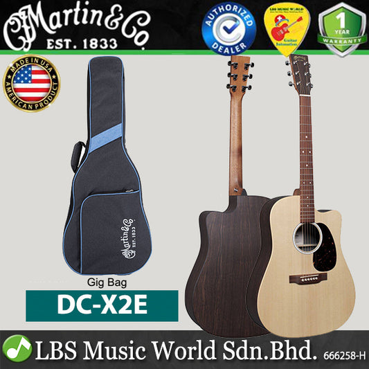 Martin DC-X2E Dreadnought Sitka Spruce Top Acoustic Electric Guitar With Gig Bag - Rosewood (DCX2E DC X2E)