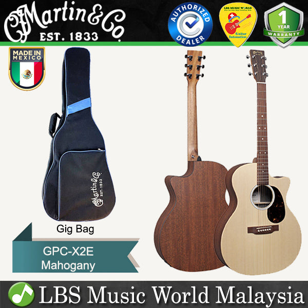 Martin GPC-X2E Grand Performance Cutaway Sitka Spruce Top Acoustic Electric Guitar With Gig Bag - Mahogany (GPCX2E GPC 12E)