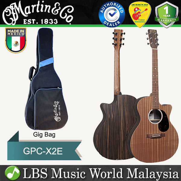 Martin GPC-X2E Grand Performance Cutaway Sitka Spruce Top  Acoustic Electric Guitar With Gig Bag - Natural Macassar (GPCX2E GPC X2E)