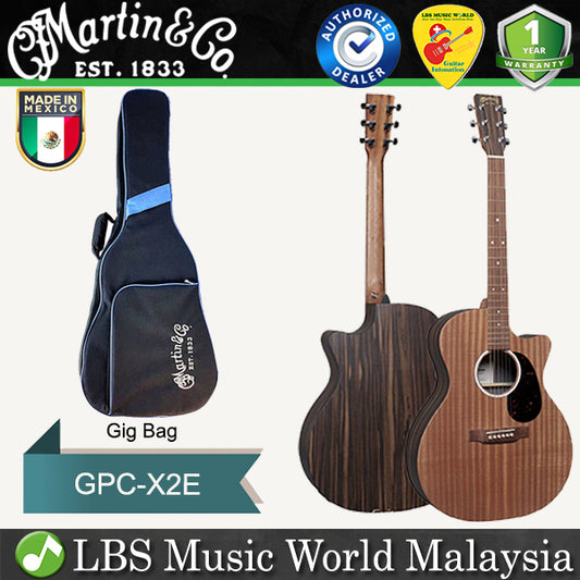 Martin GPC-X2E Grand Performance Cutaway Sitka Spruce Top  Acoustic Electric Guitar With Gig Bag - Natural Macassar (GPCX2E GPC X2E)