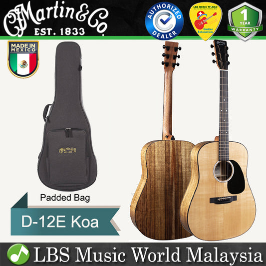 Martin D-12E Dreadnought Sitka Spruce Top Acoustic Electric Guitar With Gig Bag - Koa (D12E D 12E)