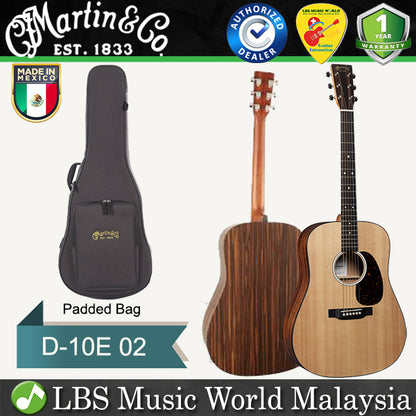 Martin D-10E-02 Dreadnought Sitka Spruce Top Acoustic Electric Guitar With Gig Bag (D10E02 D 10E 02)