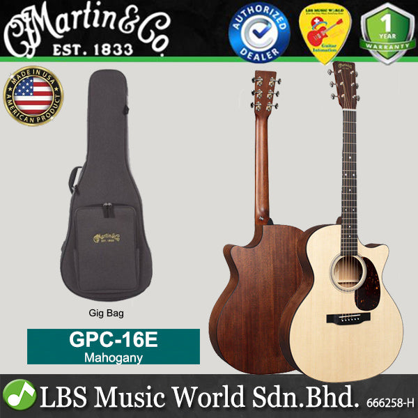 Martin GPC-16E 16 Series Spruce Top Cutaway Acoustic Electric Guitar with Bag (GPC16E GPC16 E)