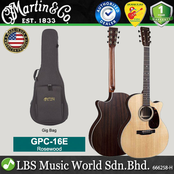 Martin GPC-16E 16 Series Spruce Top Cutaway Acoustic Electric Guitar with Bag (GPC16E GPC16 E)