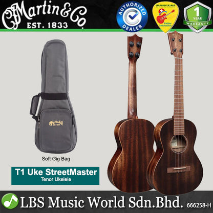 Martin T1 Uke StreetMaster Tenor Ukulele Mahogany Top Back and Side with Soft Gig Bag (T1 T 1)