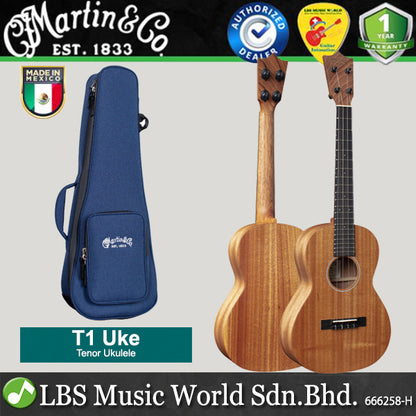 Martin T1 Uke Sapele Tenor Ukulele with FSC Woods and Gig Bag (T1 T 1)