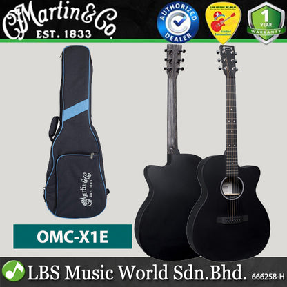 Martin OMC-X1E  Auditorium Acoustic Electric Guitar with Gig Bag - Black (OMC X1E)