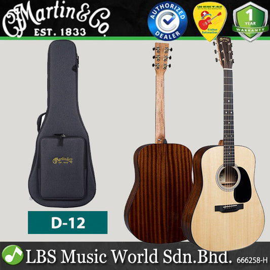 Martin D-12 Dreadnought Acoustic Guitar Solid Spruce Top Sapele Back and Side (D12)