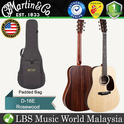 Martin D-16E Dreadnought Sitka Spruce Top Rosewood Back and Sides Acoustic Electric Guitar (D16E D 16E)