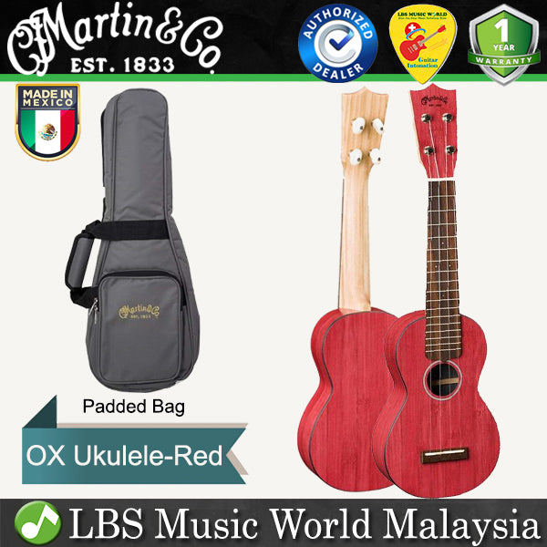 Martin 0X Soprano Ukulele Bamboo HPL Top Back and Side with Gig Bag - Red