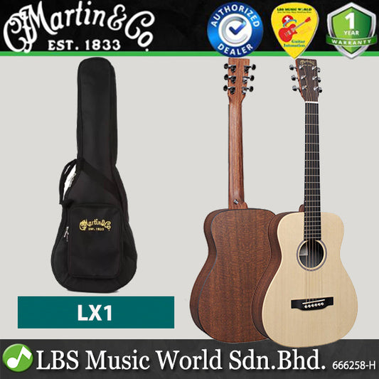 Martin LX1 Little Martin X Series Solid Sitka Spruce Mahogany HLP Back and Side Acoustic Guitar with Gig Bag - Natural