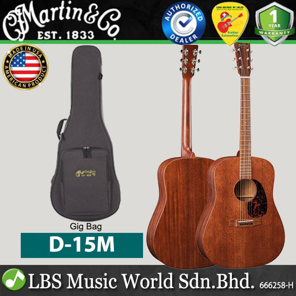 Martin D15-M Dreadnought Mahogany Top Back and Side Acoustic Guitar with Soft Gig Bag (D15M D 15M)