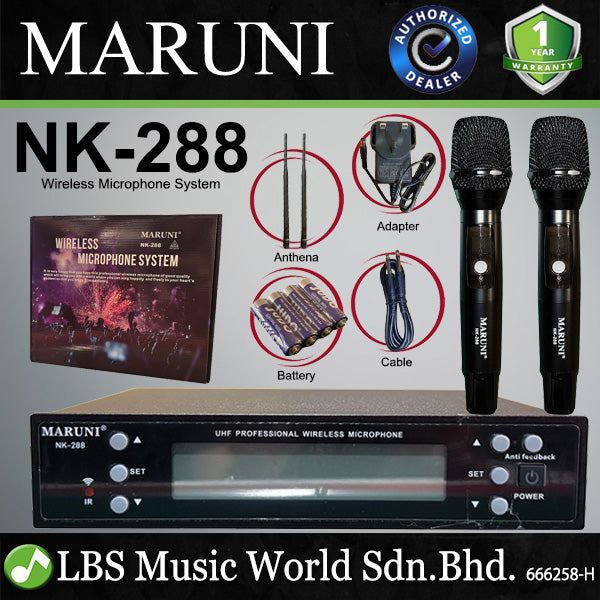 Maruni NK-288 Handheld UHF 2 Wireless Microphone System (NK288)