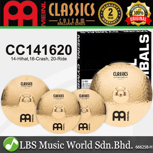 Meinl CC141620 Classics Custom Brilliant Complete Cymbal Set - 14" Hihat / 16" Crash / 20" Ride