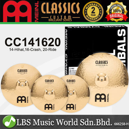 Meinl CC141620 Classics Custom Brilliant Complete Cymbal Set - 14" Hihat / 16" Crash / 20" Ride