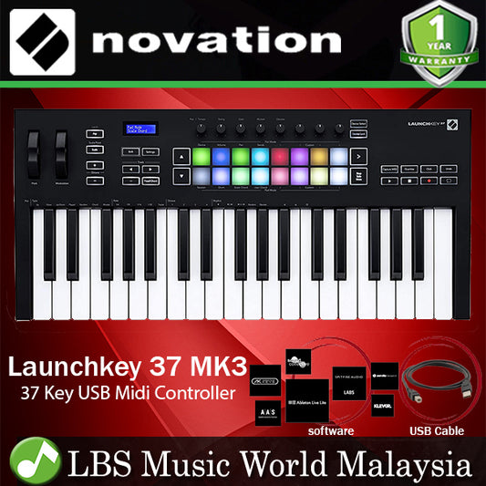 Novation Launchkey 37 MK3 Keyboard USB Midi Controller With 8 Knob 16 Pad (Launch Key)