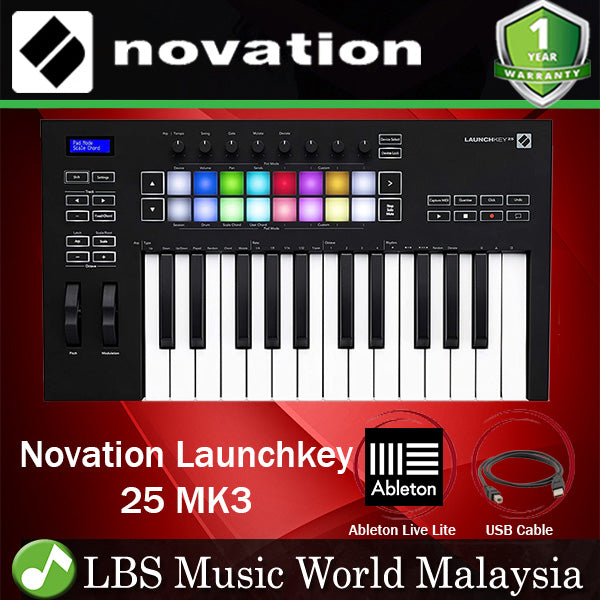 Novation Launchkey 25 MK3 25 Key USB Midi Controller Keyboard with 16 Pad and 8 Knob (Lauch Key MKiii)