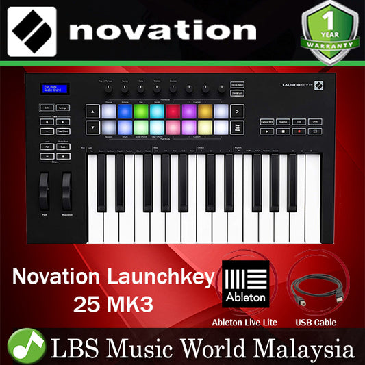 Novation Launchkey 25 MK3 25 Key USB Midi Controller Keyboard with 16 Pad and 8 Knob (Lauch Key MKiii)