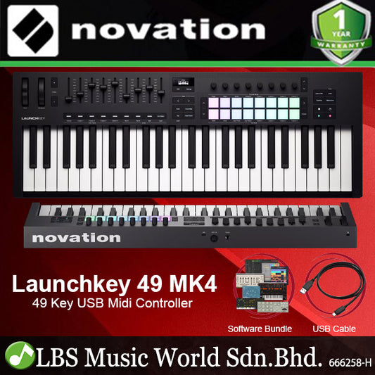 Novation Launchkey 49 MK4/MK3 49 Key Keyboard USB Midi Controller with 8 Knob 9 Fader 16 Pad (Launchkey MK4/MK3)