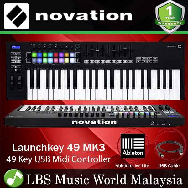 Novation Launchkey 49 MK4/MK3 49 Key Keyboard USB Midi Controller with 8 Knob 9 Fader 16 Pad (Launchkey MK4/MK3)
