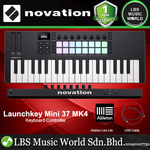 Novation Launchkey Mini 37 MK4 Keyboard Controller with 16 Pads and 2 Touch Strip (Launchkey Mini MK4)