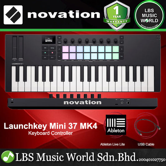 Novation Launchkey Mini 37 MK4 Keyboard Controller with 16 Pads and 2 Touch Strip (Launchkey Mini MK4)
