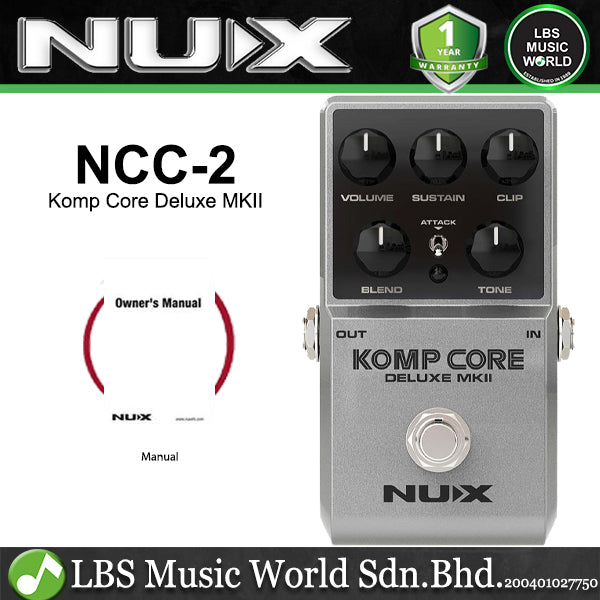 Nux NCC-2 Komp Core Deluxe MKII Analog Effect Pedal for Electric Guitar and Bass