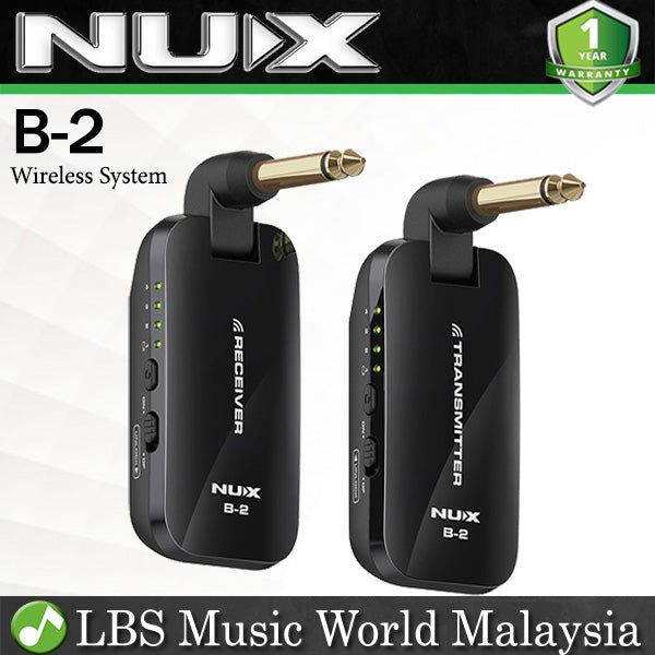 Nux B-2 2.4 GHz Guitar Wireless System Transmitter Receiver Black (B2 B 2)