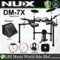 NUX DM-7X 5 Piece Full Mesh Digital Electronic Drum Set Head by Remo with NPA-100 Monitor Amplifier (DM7X NPA100)