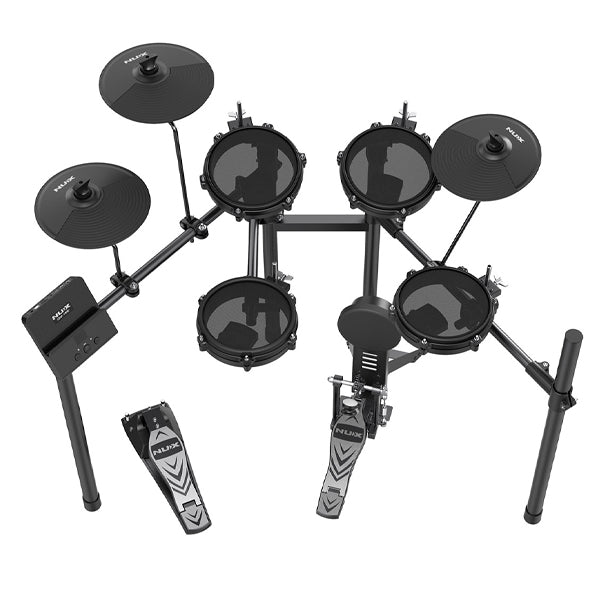 NUX DM-110 5 Piece Digital Electronic Drum Set With Kick Pedal Package (DM110 DM1)