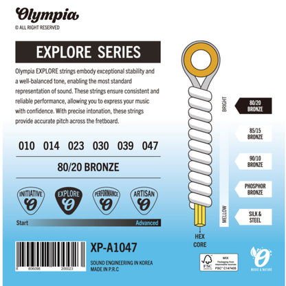 Olympia Explore Series 80/20 Bronze Acoustic Guitar Strings - (010-047 011-052)
