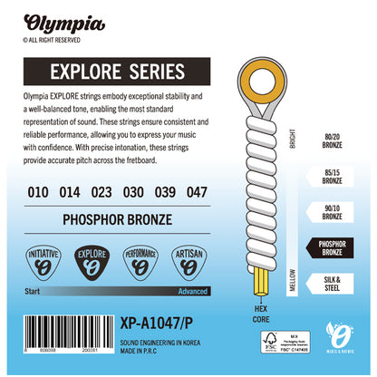 Olympia Explore Series Phosphor Bronze Acoustic Guitar Strings - (XP-A1047P XP-A1152P XP-A1253P)