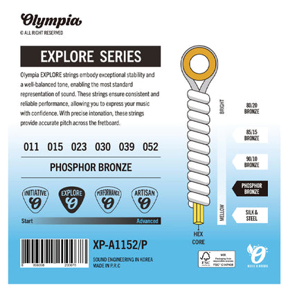 Olympia Explore Series Phosphor Bronze Acoustic Guitar Strings - (XP-A1047P XP-A1152P XP-A1253P)