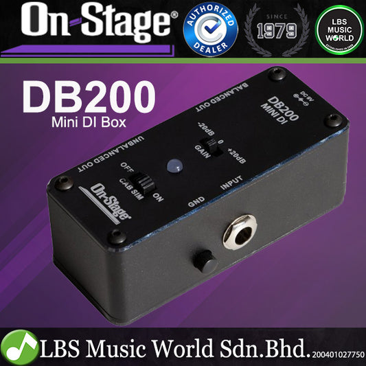 On-Stage DB200 Mono Active Direct Box Mini DI Box with Cabinet Simulator