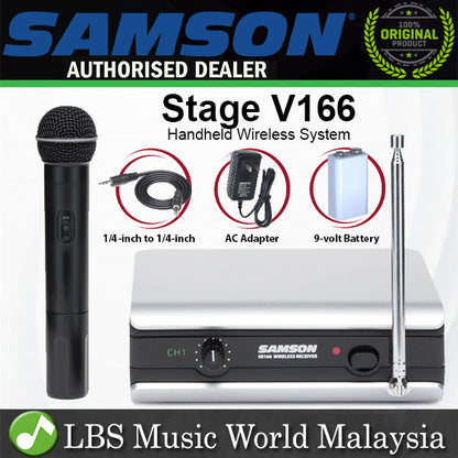 [Discontinued] Samson Stage V166 Handheld Wireless System With HT6 Dynamic Microphone and SR166 VHF Mic Receiver (V 166)