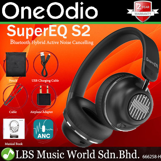 [Clearance] OneOdio SuperEQ S2 Bluetooth Hybrid Active Noise Cancelling On Ear ANC Headphones - Black