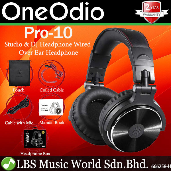 OneOdio Pro-10 DJ Adapter Free Closed Back Over Ear Stereo Monitor Headphone for DJ Mixing Black (Pro10 Pro 10)