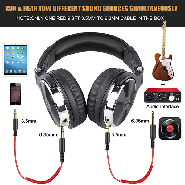OneOdio Pro-10 DJ Adapter Free Closed Back Over Ear Stereo Monitor Headphone for DJ Mixing Black (Pro10 Pro 10)