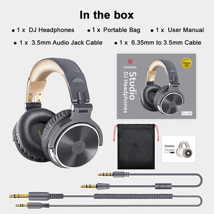 OneOdio Pro-10 DJ Adapter Free Closed Back Over Ear DJ Stereo Monitor Headphone Grey (Pro10 Pro 10)