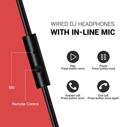 OneOdio Pro-10 DJ Adapter Free Closed Back Over Ear DJ Stereo Monitor Headphone Black Red (Pro10 Pro 10)