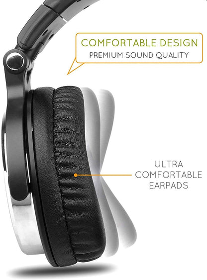 OneOdio Pro-10 DJ Adapter Free Closed Back Over Ear DJ Stereo Monitor Headphone Black Red (Pro10 Pro 10)