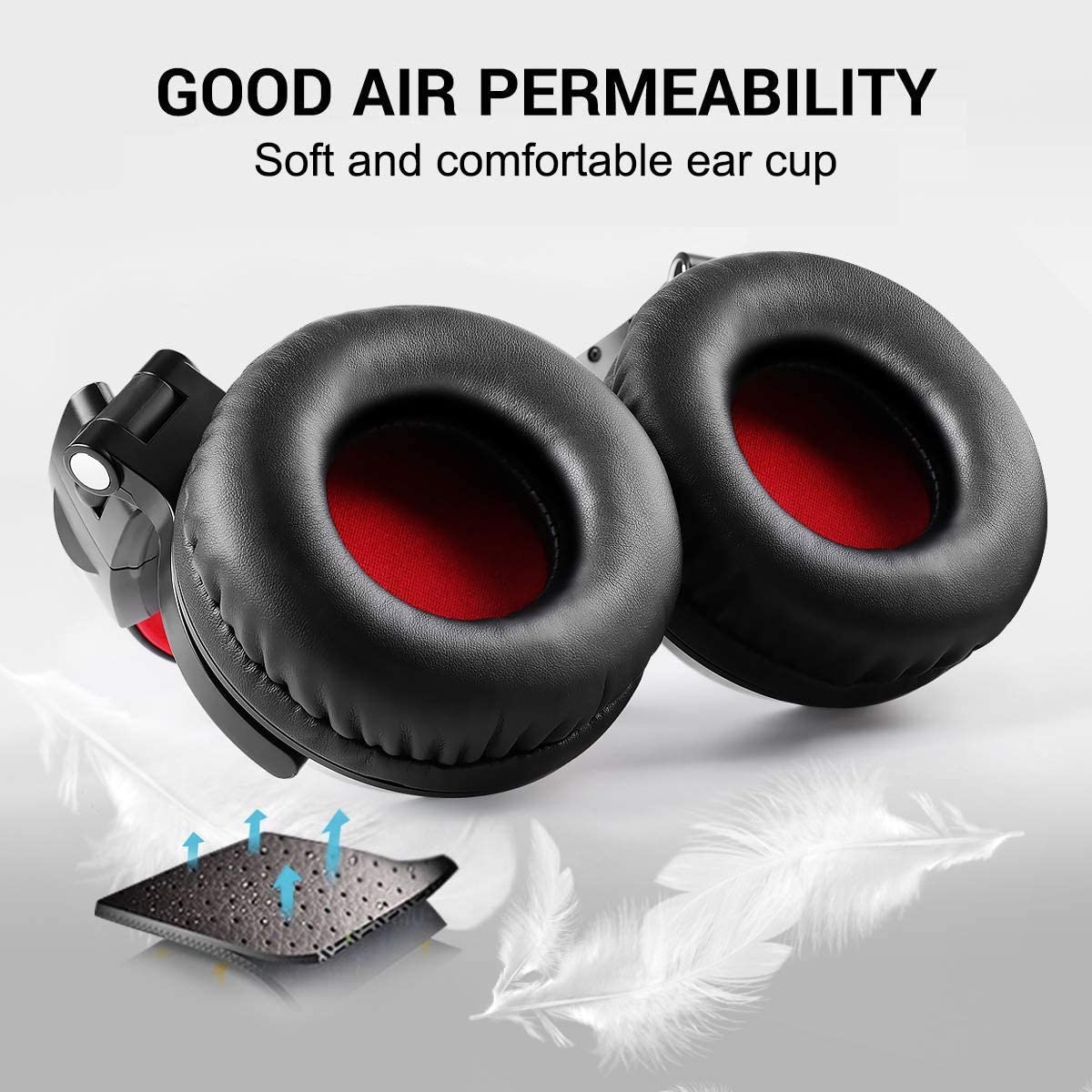 OneOdio Pro-10 DJ Adapter Free Closed Back Over Ear DJ Stereo Monitor Headphone Black Red (Pro10 Pro 10)