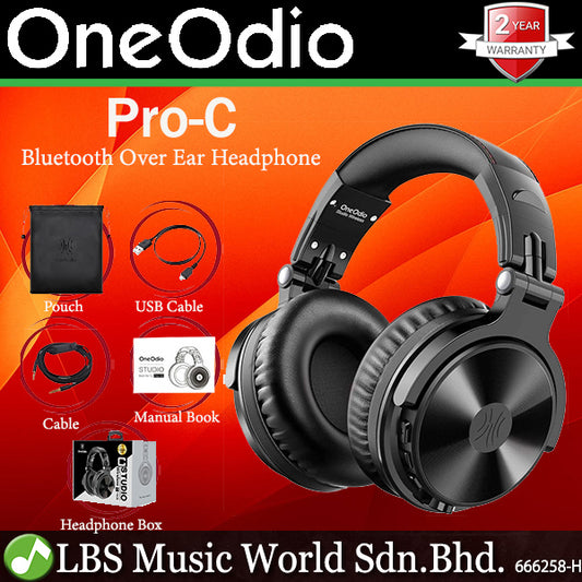 Oneodio Pro-C Bluetooth Over Ear DJ Headphone with Wireless or Wired Black (Pro C)