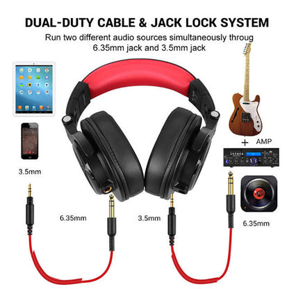 OneOdio A71 Over Ear Headphone for Gaming & DJ Headphones with Boom Headset Mic - Red Black (A 71)