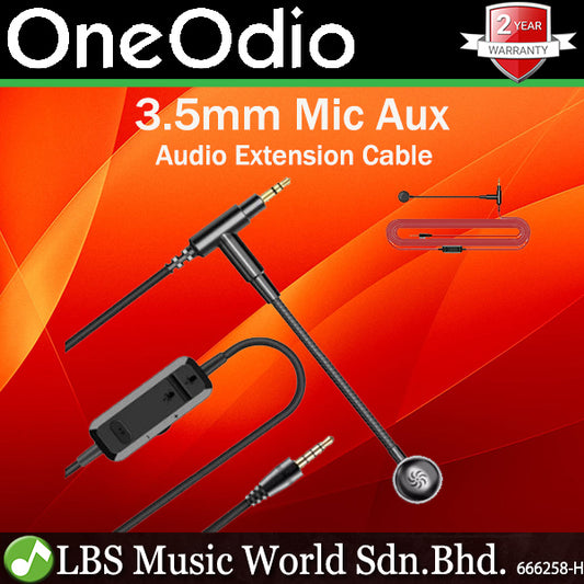 OneOdio 3.5mm Mic Aux Audio Extension Cable With Noise Cancelling Microphone and Volume Control (2 Meter)