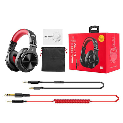 OneOdio A71 Over Ear Headphone for Gaming & DJ Headphones with Boom Headset Mic - Red Black (A 71)